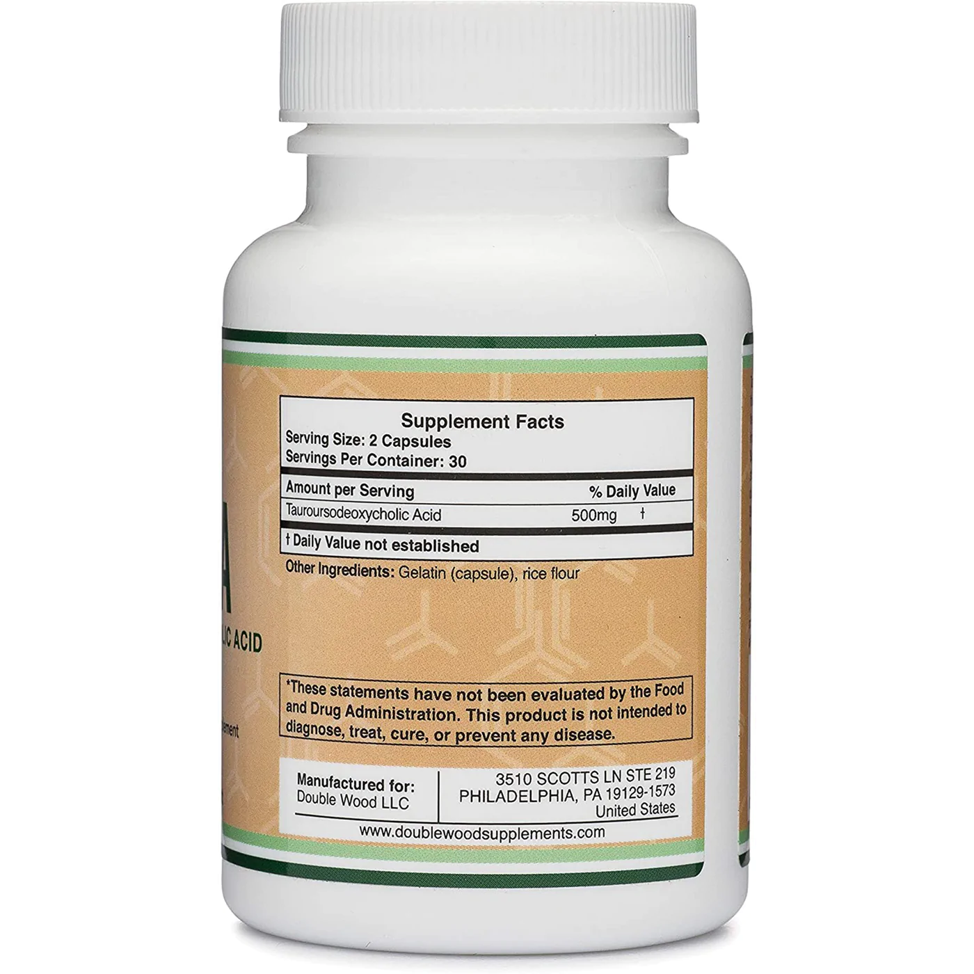 Double Wood, TUDCA, Tauroursodeoxycholic Acid 60 cap DETOX SUPPORT LIVER HEALTH