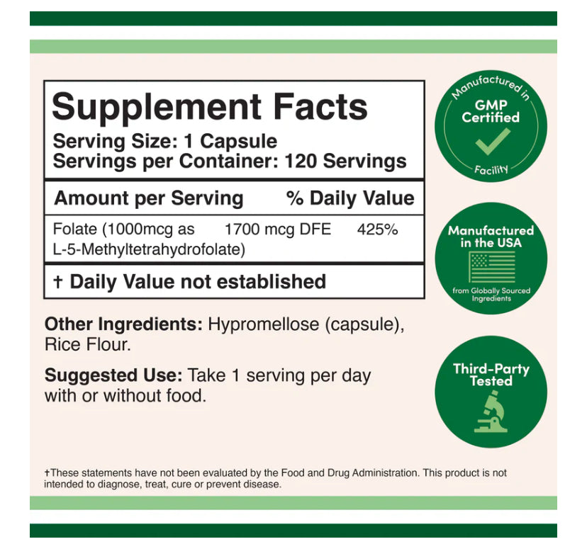 Double Wood Methylfolate 5-MTHF - Active Folate Supplement for Energy, Mood & Wellness | Magnesium Life